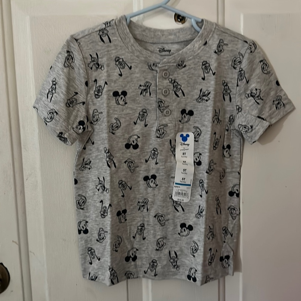 JUMPING BEANS MICKEY AND FRIENDS HENLEY: GRAY/BLUE: NWT: SZ 5T